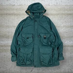 Vintage 90s Pro Rainer Windbreaker Jacket Mens L Forest Green Nylon Full Zip